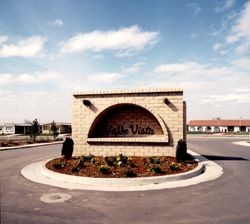 Sign at entrance to Valle Vista, Santa Rosa, California, about 1971