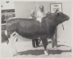 Trumen and Don Silacci and families on a tractor at the 1983 Sonoma County Fair, Santa Rosa, California