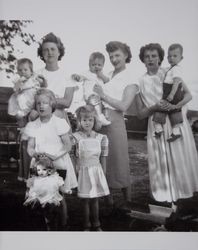 Sally and Kay Evans birthday party at the Volkerts Ranch in Two Rock, California, April 6, 1949