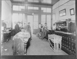 Interior of the Petaluma Egg Exchange, Petaluma, California, about 1905