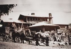 Wagon and team of horses at Wolf House