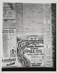 Ad for the Cotati Speedway race of October 23rd, 1921 or 1922