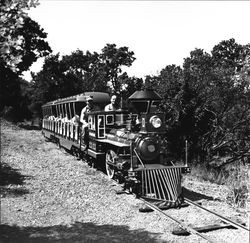 Riding the train at Train Town, Sonoma, California, 1970