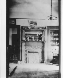 Fireplace in an unidentified Petaluma living room, Petaluma, California, 1890