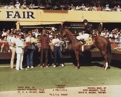 Winner's Circle for the N. C. T. A. Purse at the Sonoma County Fair Racetrack, Santa Rosa, California