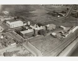 Aerial view of the Sunset Line and Twine Company, Petaluma, California, 1940s