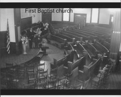 Interior of the First Baptist Church located at 243 Kentucky Street, Petaluma, California, before the Begley/Nissen wedding (October 12, 1940), Petaluma, California