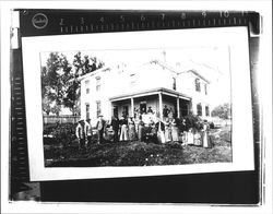 Peoples family gathered in front of their home, Petaluma, California, about 1889