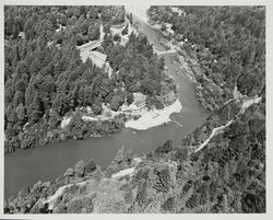 Aerial view of the Russian River and Guernewood Park Beach, September 1955