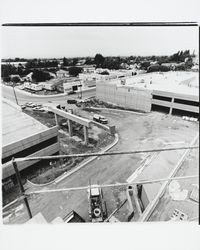 Street entrance to Santa Rosa Plaza parking garage under construction, Santa Rosa, California, 1981