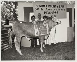 Tracy Bjornestad and her FFA Grand Champion steer at the Sonoma County Fair, Santa Rosa, California, 1986