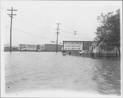 Wilson Street covered by flood waters, Petaluma, California, 1958