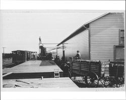 Historic view of the California Wine Association Winery operation in Geyserville, California, about 1888