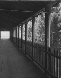 View along the upper balcony of the Old Adobe, Petaluma, California, about 1965