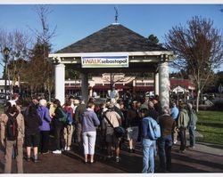 iWalk Sebastopol participants at the Sebastopol Plaza gazebo prior to setting off on the "Sebastopol Watersheds Walk" March 27, 2010