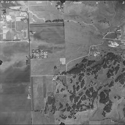 Aerial view of Sonoma State College, Roberts Road and Petaluma Hill Road, Rohnert Park, California, October 24, 1972