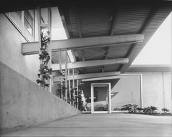 Doors of the new Hillcrest Hospital, Petaluma, California, 1957