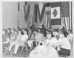 Crowd at a Petaluma, California wrist wrestling competition, about 1963