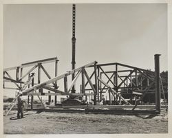 Petaluma Library under construction, 100 Fairgrounds Drive, Petaluma, California, 1975