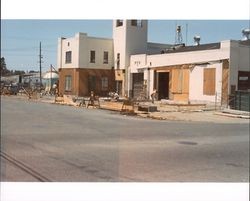 Contractors completing foundation work on an addition to the Petaluma Fire Department in Petaluma, California, 1970