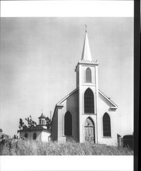 Saint Teresa Avila Catholic Church in Bodega, California with Potter School in the background, July 1949