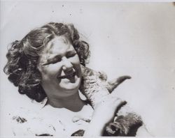 Jacquelyn L. Travis and her lamb, Forestville, California, 1947