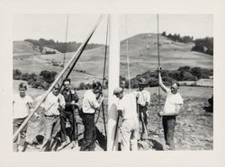 Erecting a flag pole at the US Coast Guard Station, Bodega Bay, California, 1947