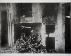 Ruined fireplace in the Rotchev house at Fort Ross, California, early 1900s