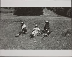 Redwood Rangers relax at Stewart Ranch, Mohrhardt Ridge Road, Cazadero, California, June 9, 1946