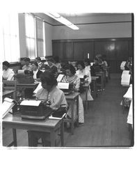 Petaluma, California students in typing class, about 1952