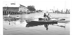 Rowboat races on the Petaluma River, Petaluma, California, about 1965