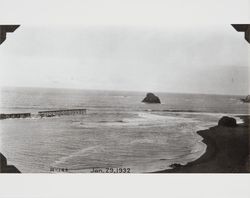 Construction of the jetty at the mouth of the Russian River at Jenner, California, January 29, 1932