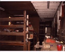 Interior view of the livery stable that stood at the corner of D and First Streets, Petaluma, California, Sept. 25, 2001