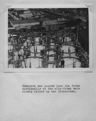 Tank slip forms used at the Poultry Producers of Central California Petaluma mill while it was under construction, 1937