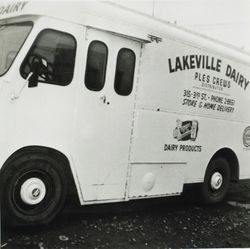 Ples Crews' Lakeville Dairy delivery truck, Petaluma, California, 1961