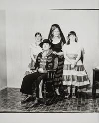 Unidentified family dressed in period costumes for Old Adobe Fiesta, Petaluma, California