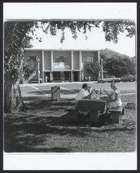 Picnic in the Plaza across from the Sonoma Cheese Factory, Sonoma, California, 1978