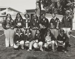 Annette Lawson and other FFA winners at the Sonoma County Fair, Santa Rosa, California, 1975