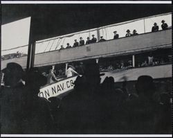 Passengers boarding docked Matson Navigation Company ship, Pier 31, San Francisco, California, 1920s