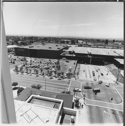 View from Third and B Stret of Santa Rosa Plaza being constructed over Third Street