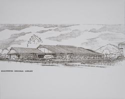 Architectural drawing of the Healdsburg Regional Library, 1980s