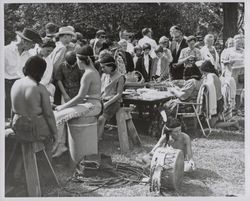 Depiction of basket weaving at the Valley of the Moon Vintage Festival