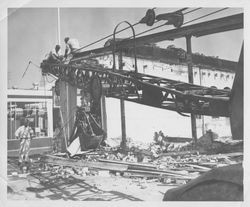 Destruction of a building at 307 B Street near the corner of Main Street, Petaluma, California, 1965