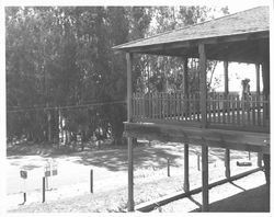 View of the upper balcony of the Old Adobe, Petaluma, California, 1964