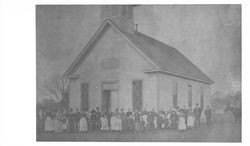 People standing in front of an unidentified church, Petaluma, California, 1890