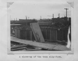 Tank slip-forms under construction at the Poultry Producers of Central California Petaluma mill, about 1937