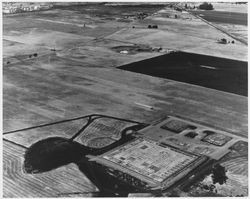 Aerial view of Lakeville Highway and Harcourt, Brace & Jovanovich building, July 1, 1966