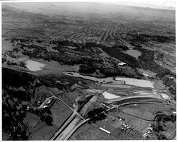 Aerial view of Spring Lake area looking west, Santa Rosa, California, about 1963