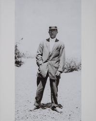 Eugene Moore Weaver with a straw bowler hat, Sonoma County, California, about 1910