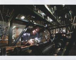 Russell Strickland grinding a shaft, Sunset Line & Twine Co., Petaluma, California, Dec. 2006